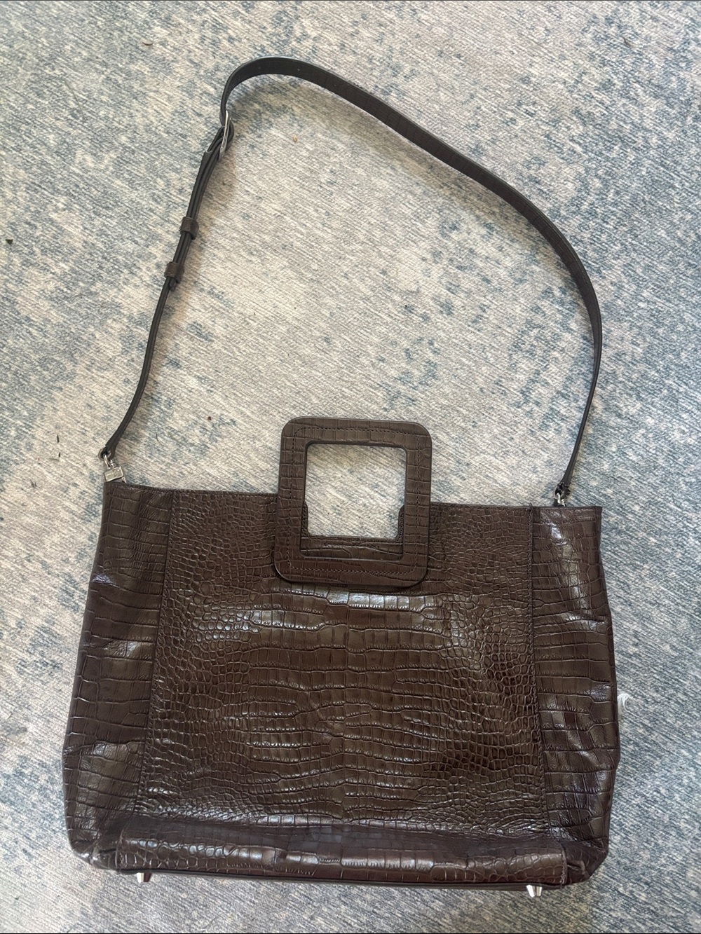 STAUD chocolate brown leather tote bag/ large hand bag with detachable strap